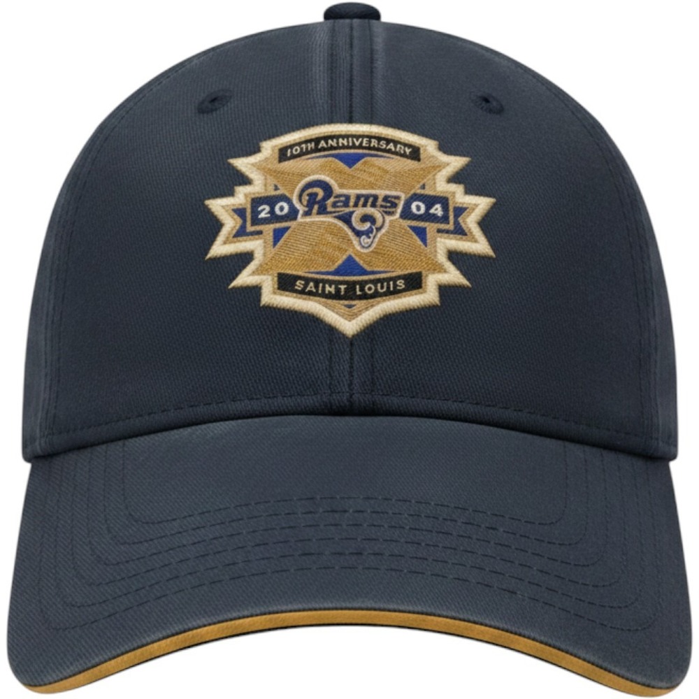St Louis Rams Hat 10th Anniversary Edward Jones Dome Navy Blue Adjustable Cap